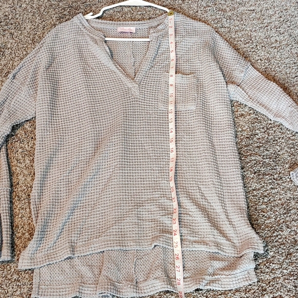 Pink Lily Heather Gray Waffle Knit Pullover Sweater Size Small - Picture 4 of 9